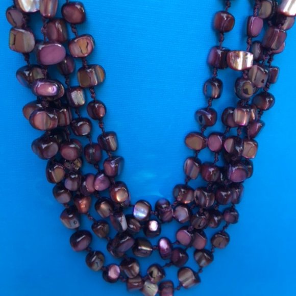 Stunning, 5 Stranded, Purple/Brown, Shell Necklace - Picture 2 of 6